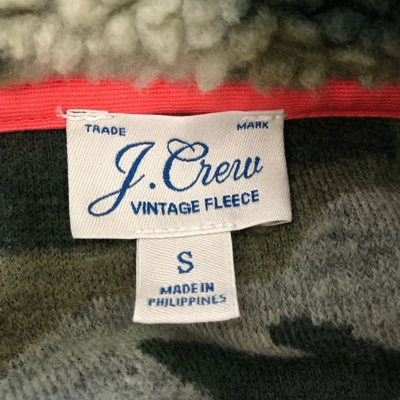 J.Crew Snap Collar Sherpa Fleece Camo Pullover Jacket Size Small - Picture 9 of 11